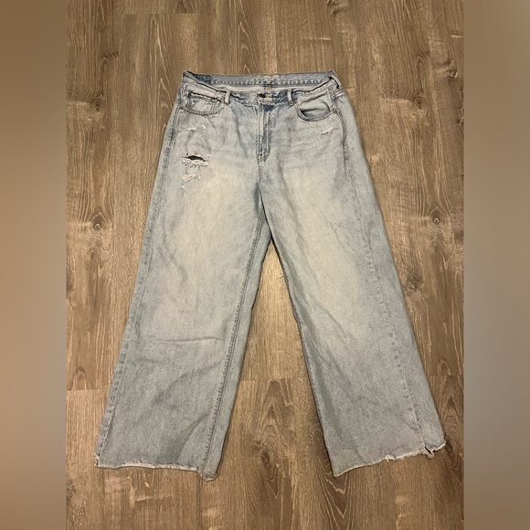American Eagle Skater Jeans Women’s Size 14 Short Grunge Wide Leg Baggy 90s - Picture 1 of 11